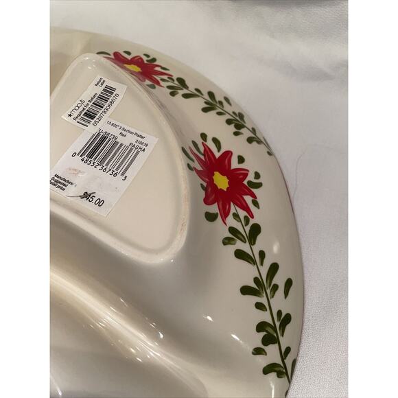NWT Espana Pasha Red Divided Plate Don Swanson Hand Crafted Ceramic 13.75" - Picture 10 of 10